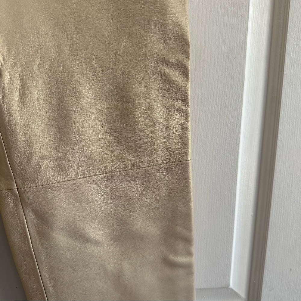 Nicola Berti Vintage 90s Italian Leather High Waisted Pants Cream Size 6 USA - Picture 4 of 10